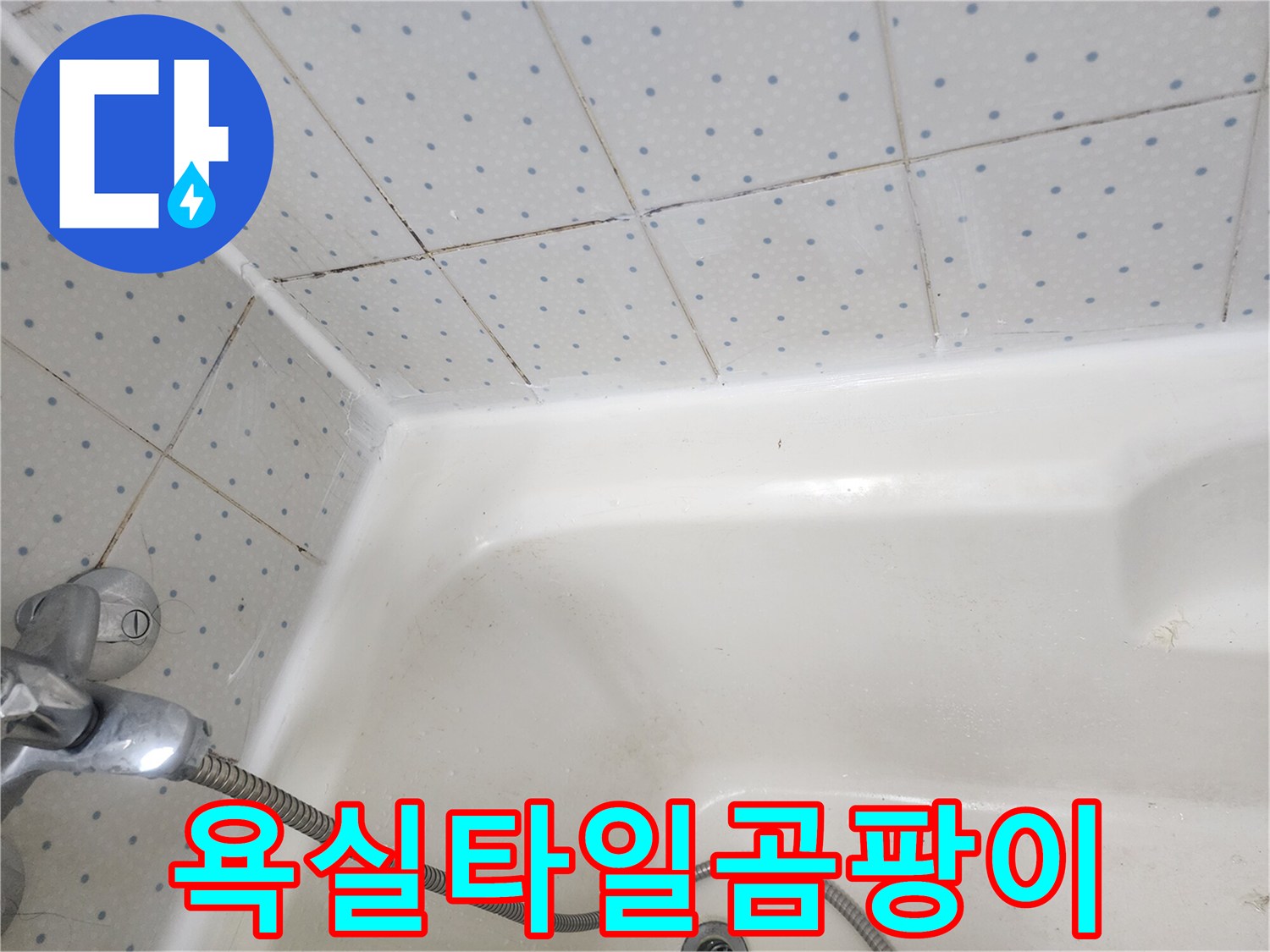 욕실-타일-줄눈과-욕조-경계면의-오래된-실리콘에-낀-검은-곰팡이-모습