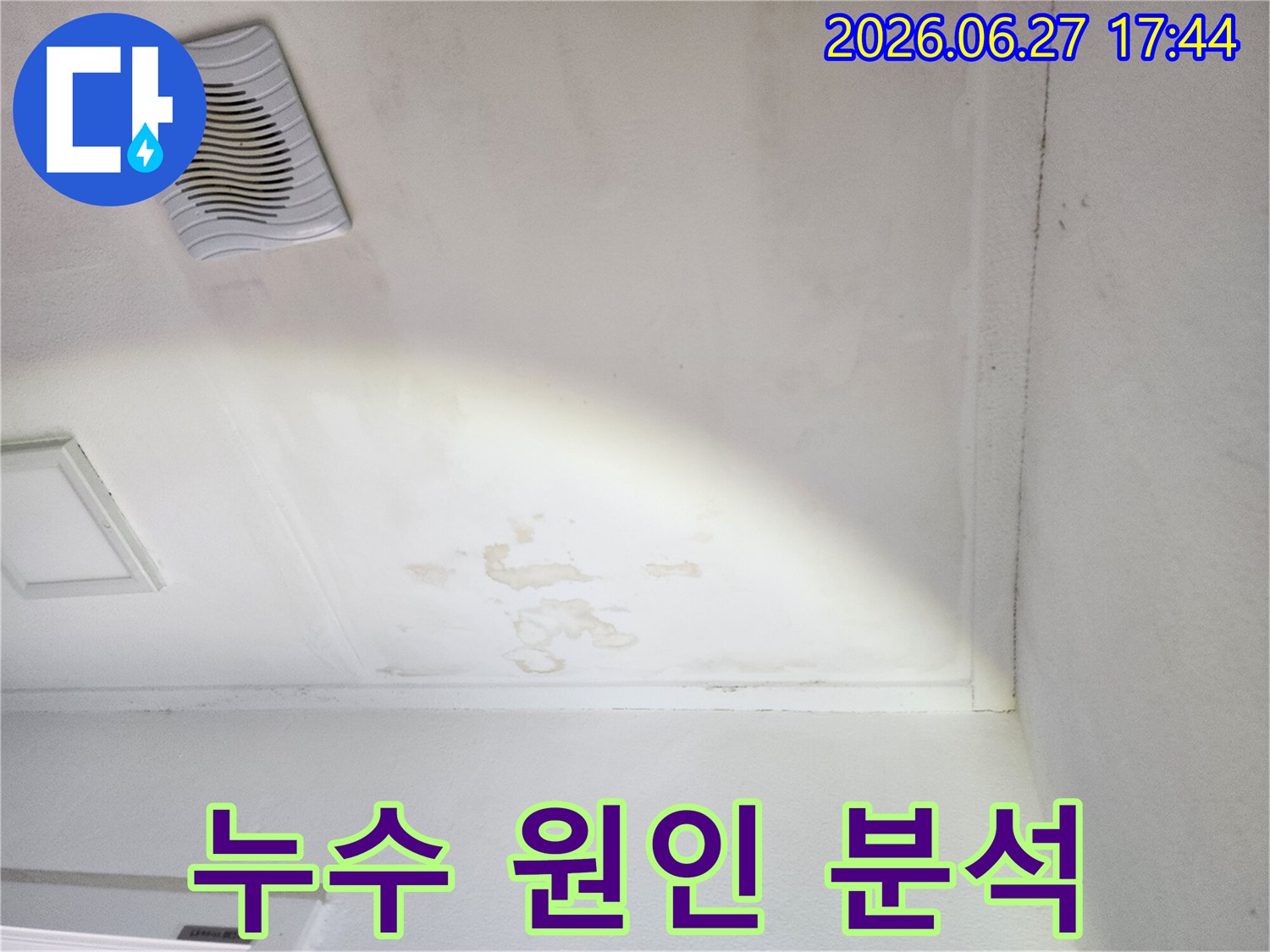 천장-누수로-인한-물자국과-곰팡이-발생-현장-사진