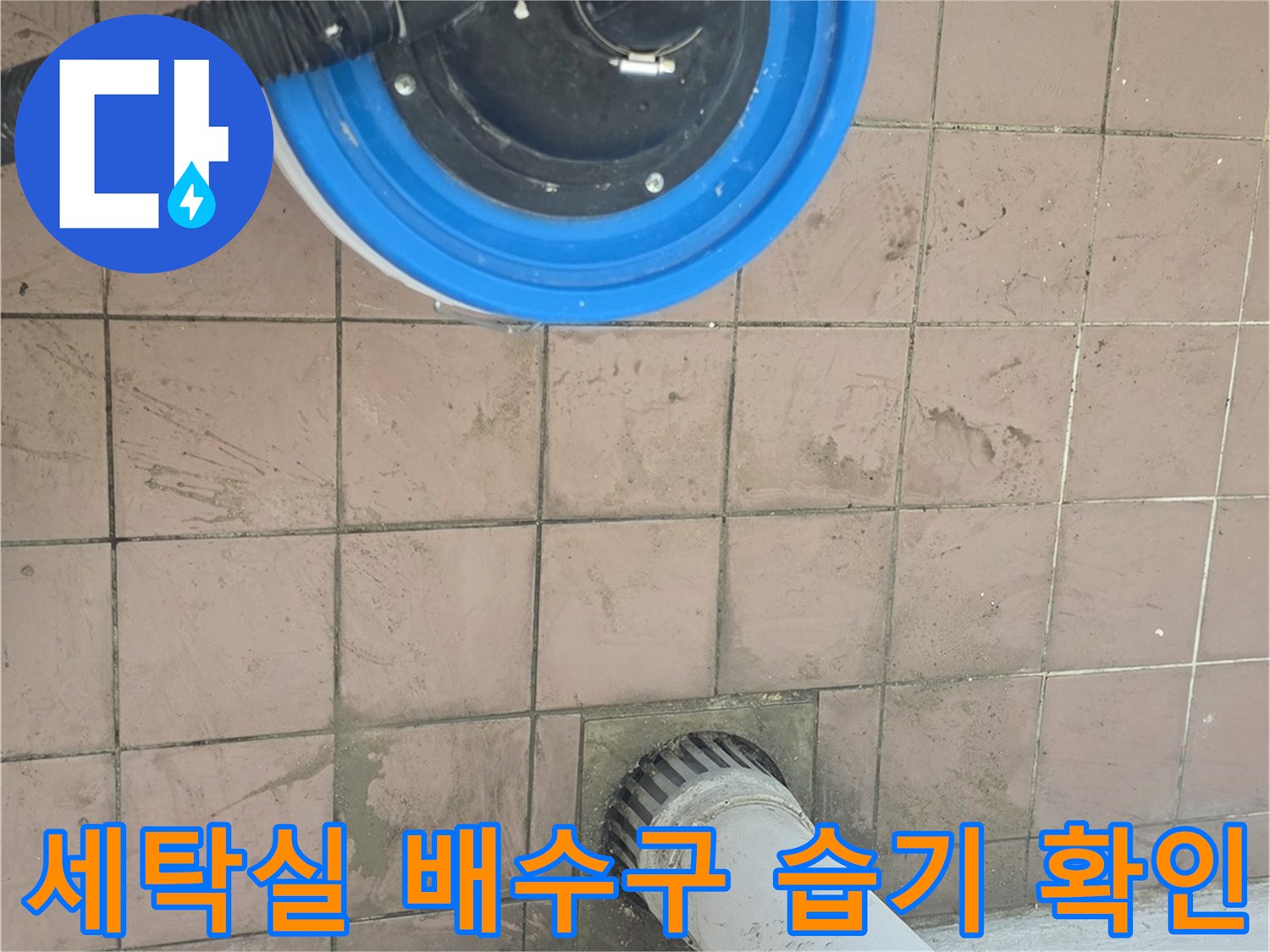 배수구-주변-타일-습기-및-청소장비
