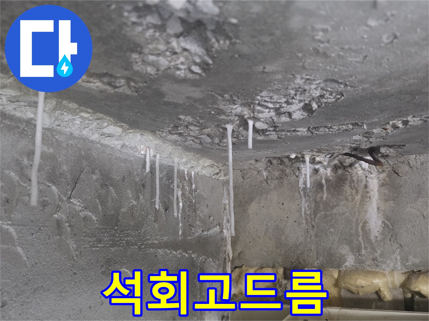 천장-슬라브-틈새에-맺힌-하얀색-석회물