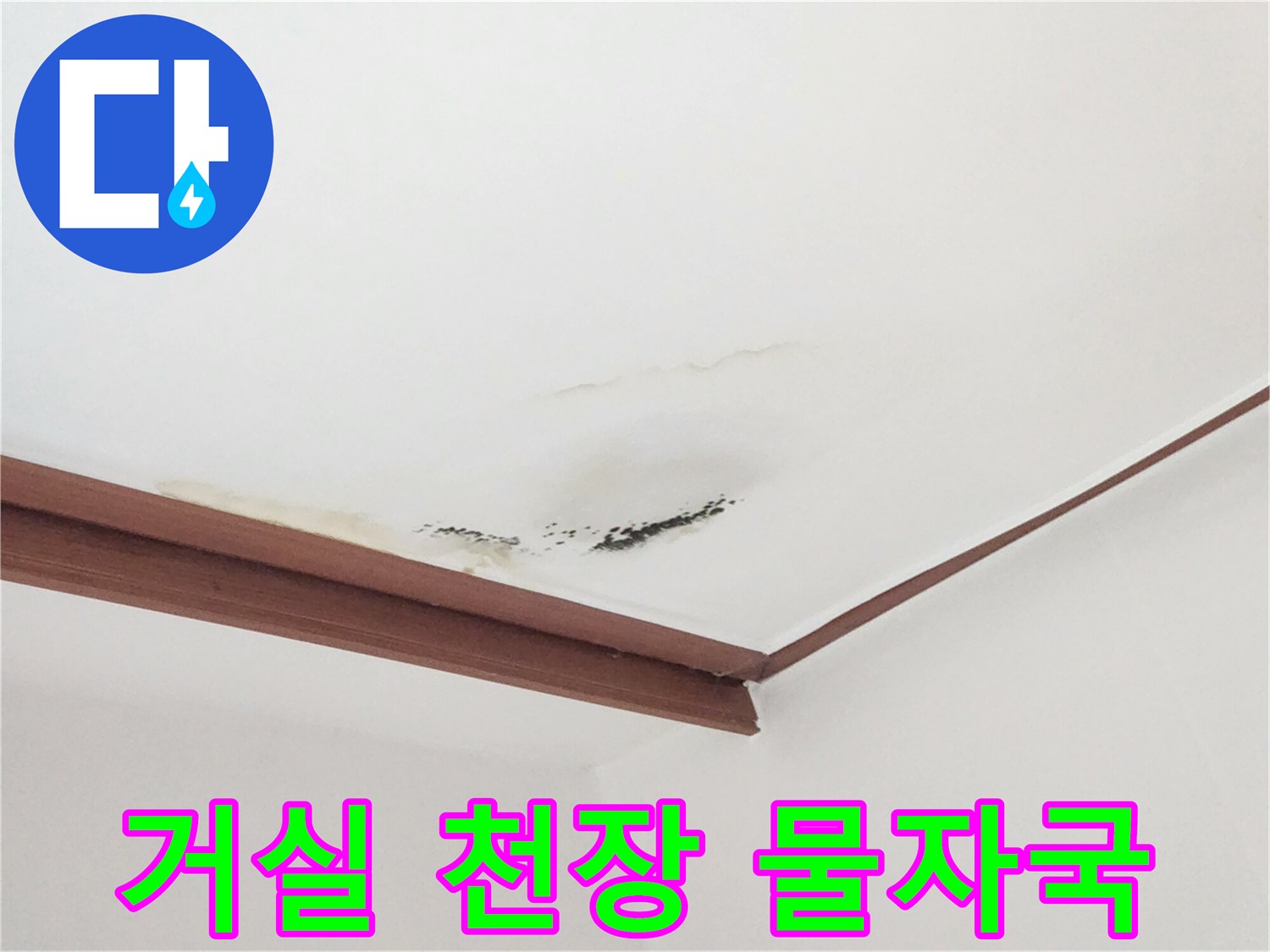 인천 중구 거실 천장에 발생한 누런 물 얼룩과 곰팡이 흔적