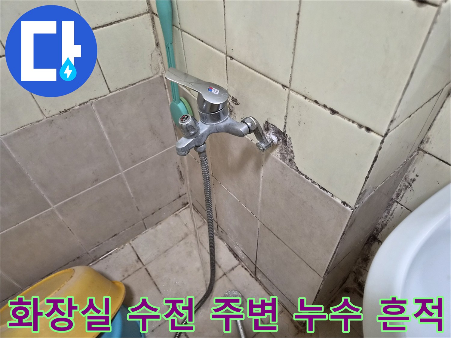 포천 신북면 화장실-수전 연결 부위의 곰팡이와 오염 상태