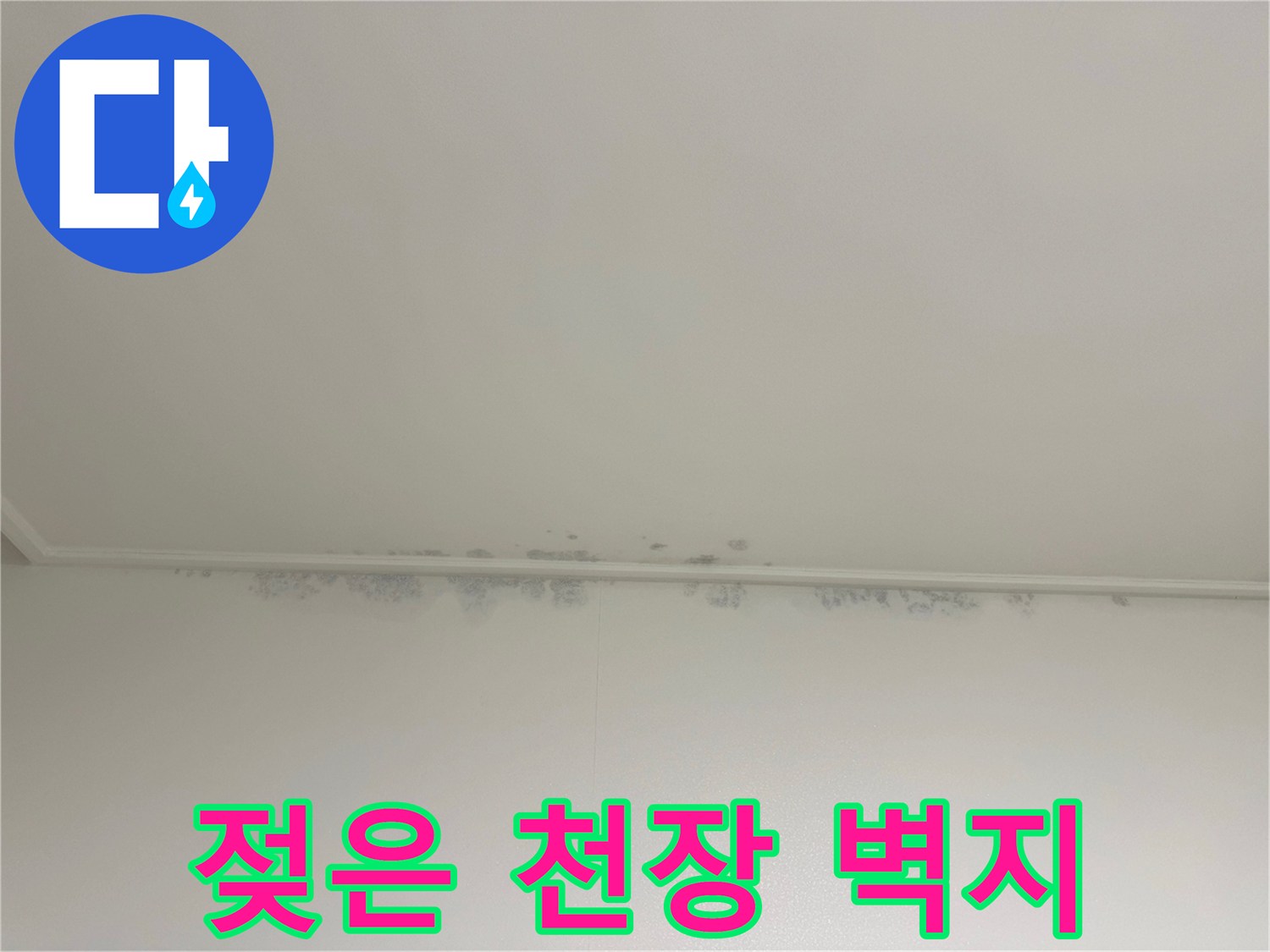 습기로 인해-얼룩진-천장 모서리
