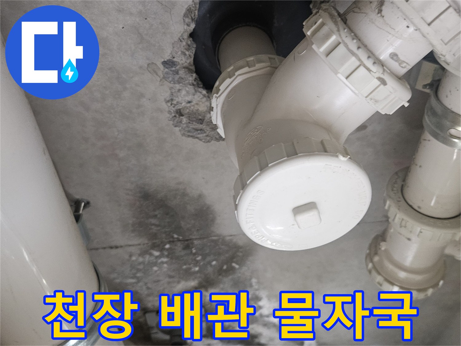 고양시 덕양구-화장실 천장 배관 주변의 습기와 오염 상태를 보여주는 사진