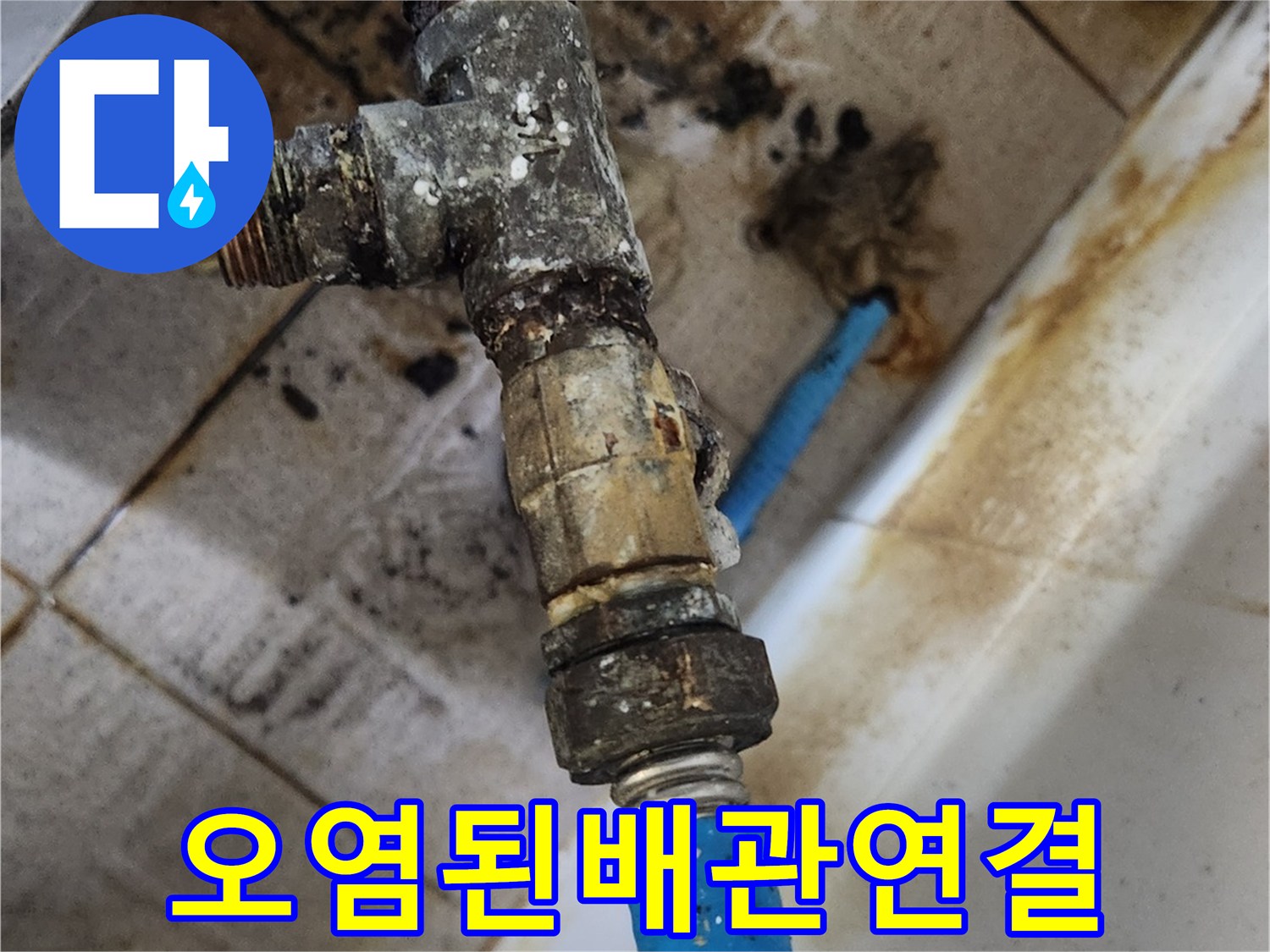 심한-부식과-곰팡이가-동반된-싱크대-하부-밸브-상태