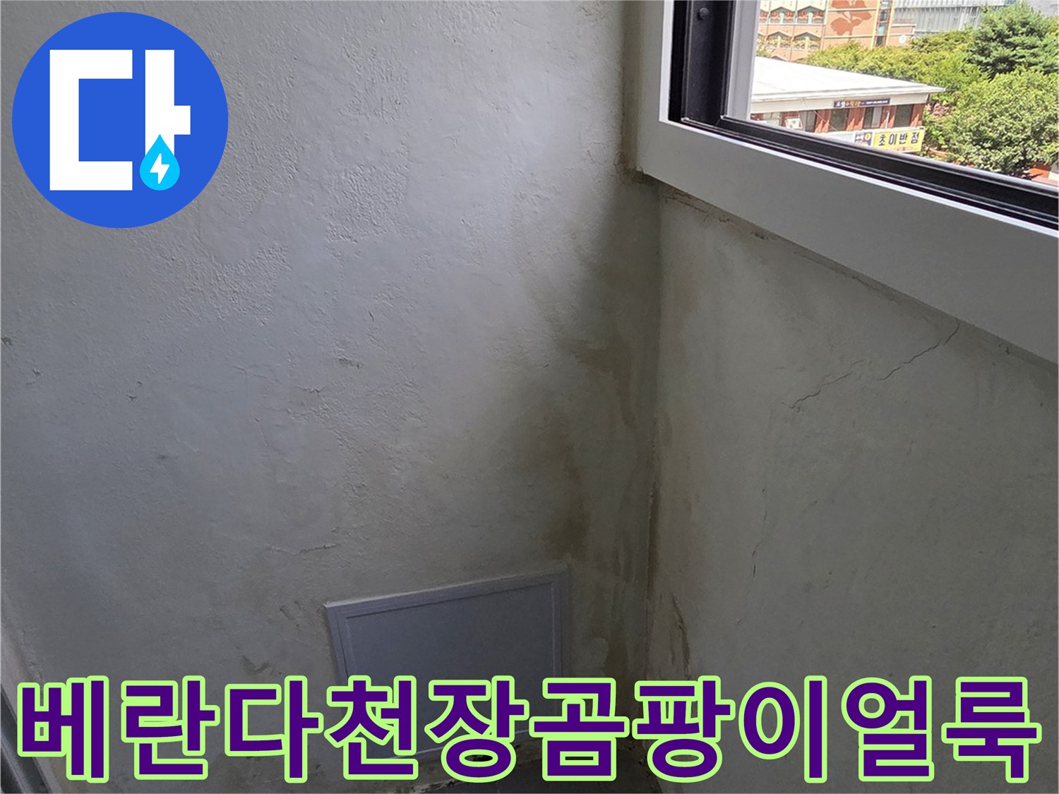 분당구-정자동-아파트-베란다-천장과-벽면에-퍼진-누수-얼룩-사진