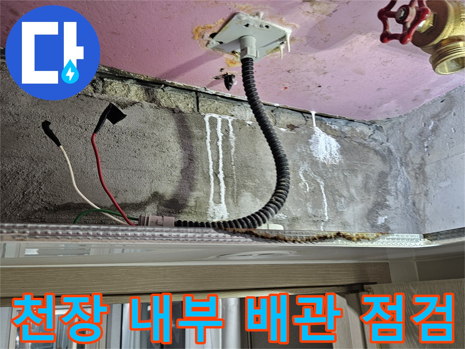 양주 옥정동-천장 내 배관과 습한 벽면 상태