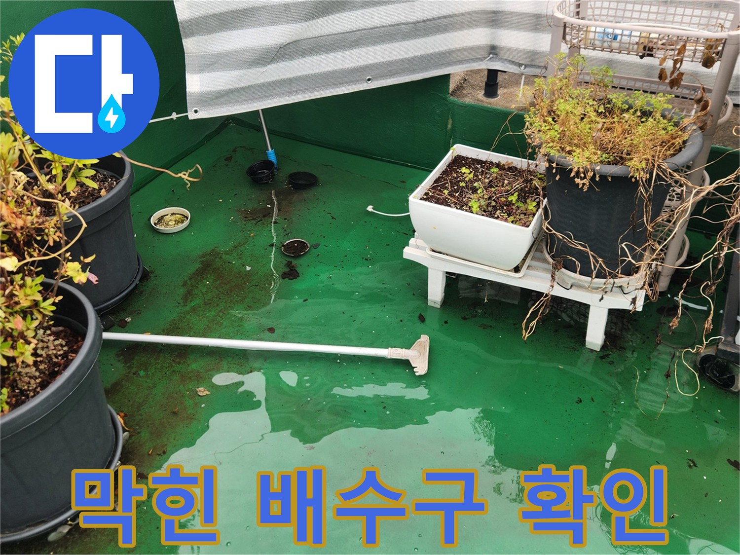 덕양구 현장-물 고임이 심한 옥상 바닥 모습