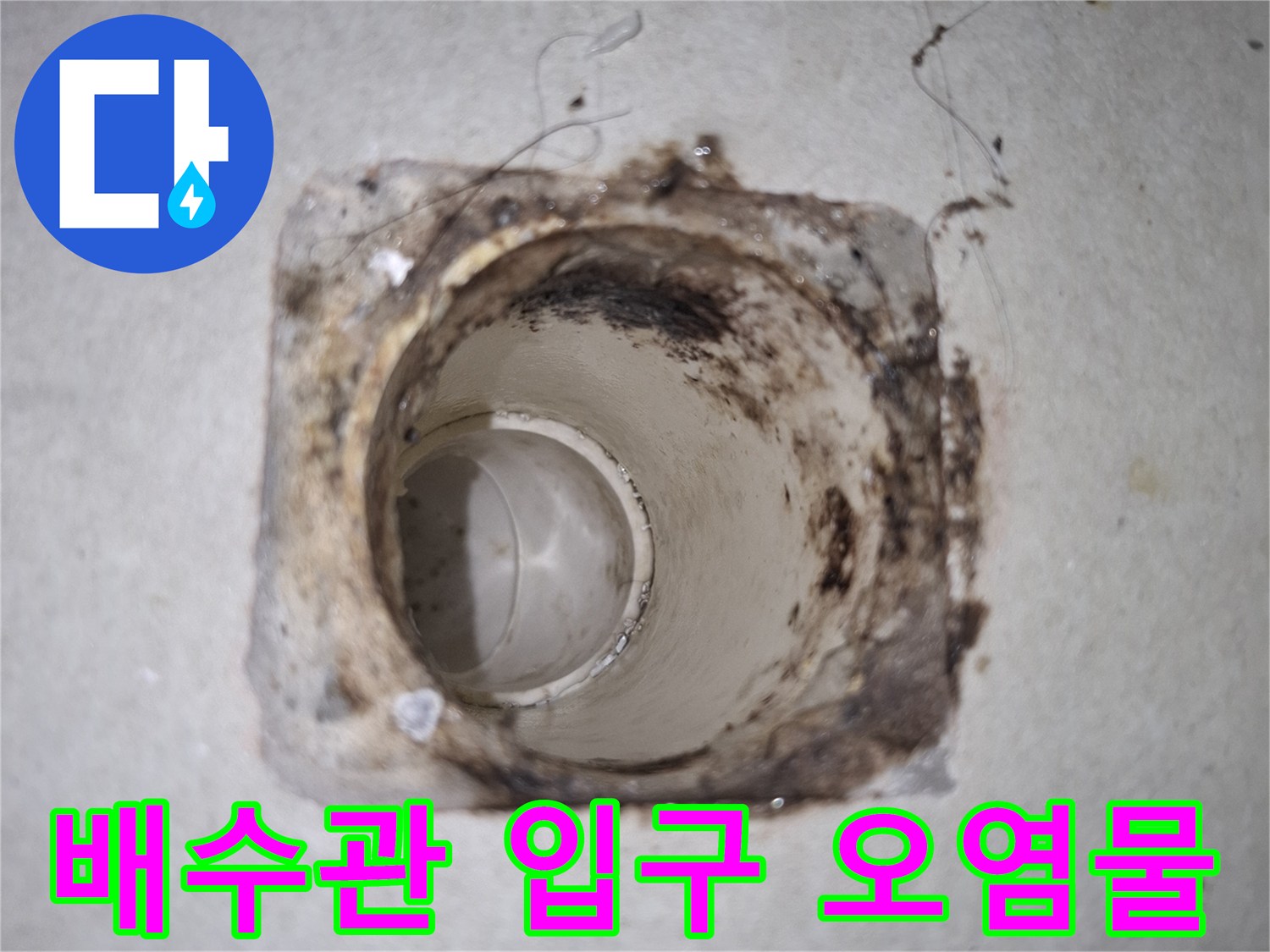 배수관-입구-주변의-오염된-이물질-상태