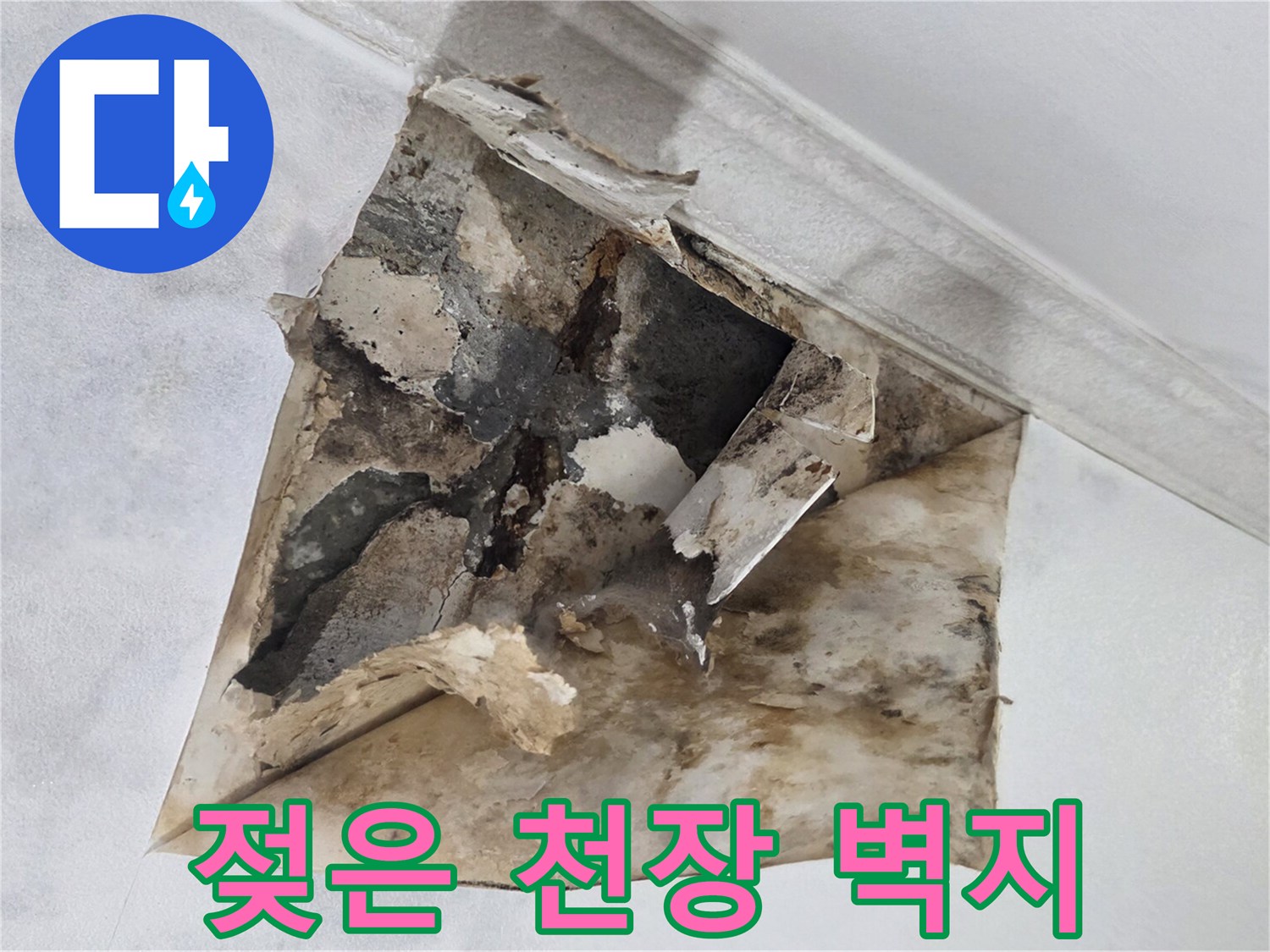물샘 현상으로 훼손된 아파트 천장 내부 모습