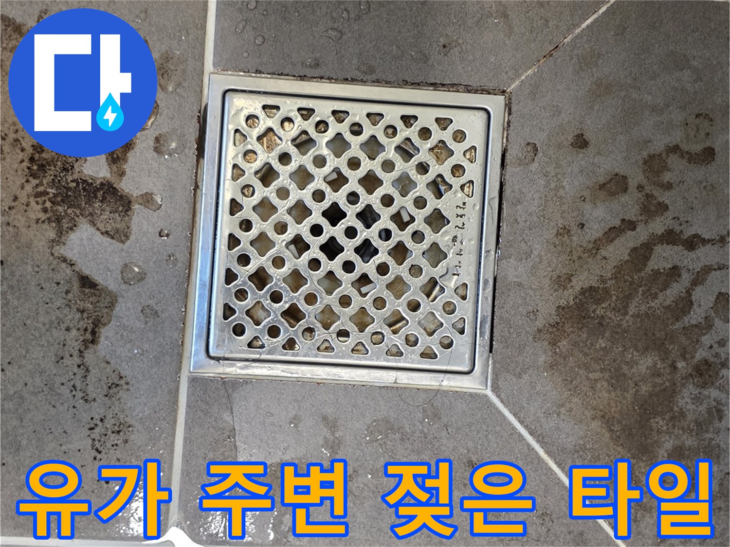 욕실-배수구-유가-및-주변-타일의-물기-상태