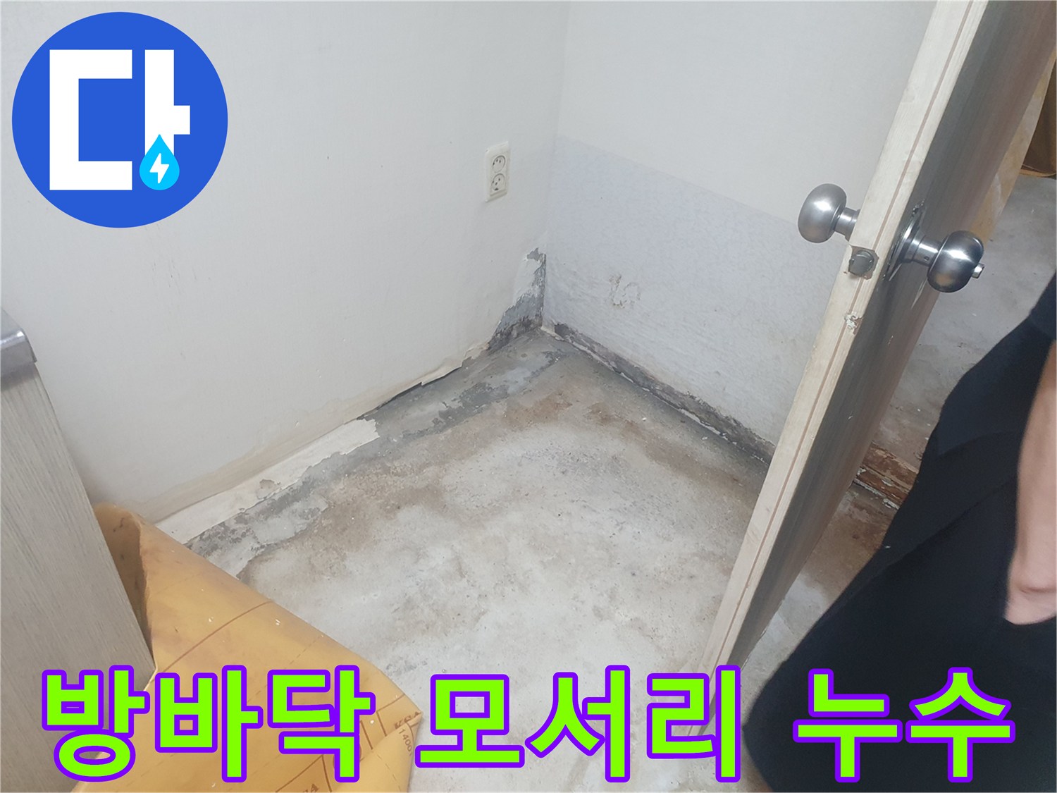 물기가 스며든 반지하 방 바닥과 벽면 경계